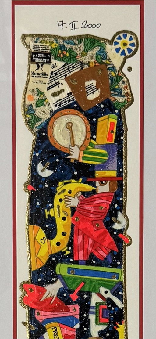 Francesco Musante, 10 x 50 cm, Siebdruck, Ein friedlicher Traum im Rahmen – lithos zeefdrukken, Paper, Wood (photo 2 of 5)
