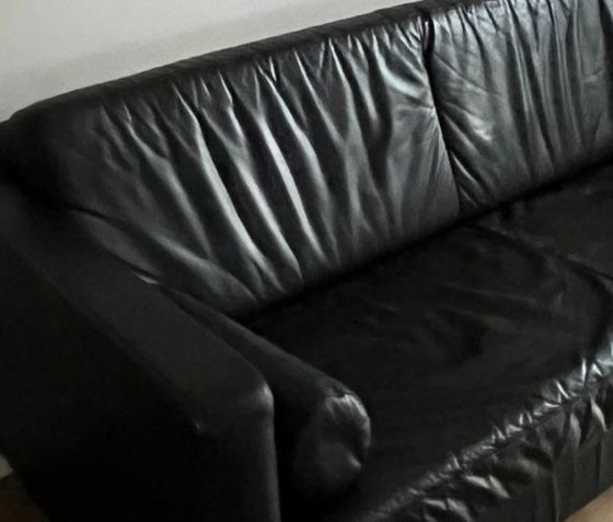 Image 1 of Sofá de cuero negro de diseño Touché