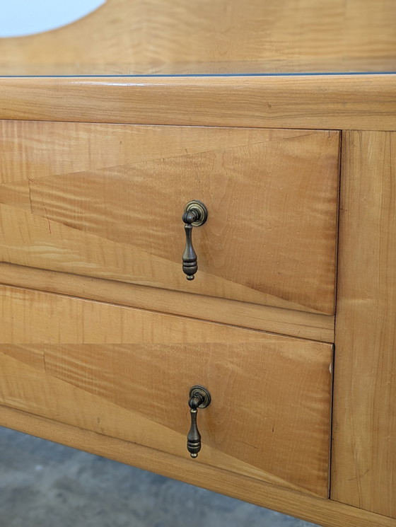 Image 1 of Commode - Laiton, verre, bois - Commode et table de chevet