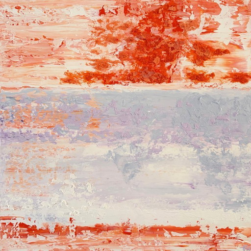 Birch V – Abstract painting with pastel colors and texture | 50x50 cm