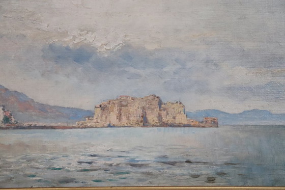 Image 1 of View of the Gulf of Naples, Oil Painting on Board, Italy Early 20th Century, Signed