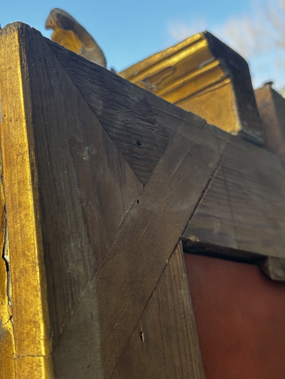 Image 1 of Antique Napoléon III pediment mirror – gilded wood – approx. 1870 – 215 cm