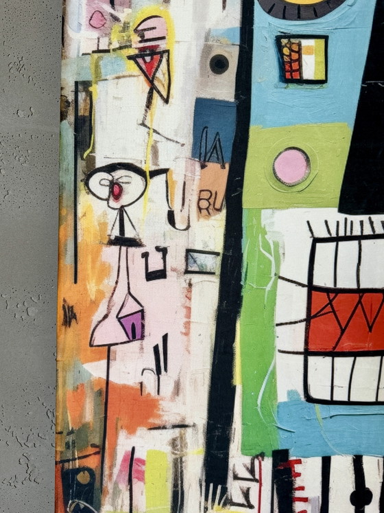 Image 1 of Estampe sur velours (d'après Basquiat) 140 x 90 cm