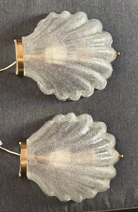 Image 1 of 2er-Set Murano-Muschel-Wandlampen Großformat