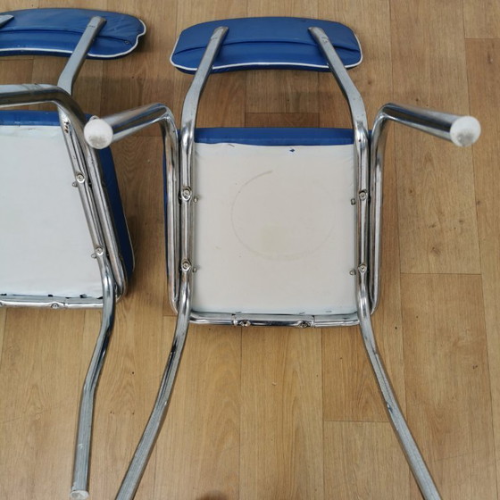 Image 1 of Sedie vintage Mid-Century in tubo cromato e similpelle, sedie da pranzo