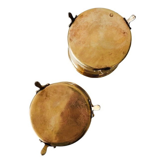 Image 1 of Set vintage di vasi da fiori in ottone e oro con zampe di leone, anni '50