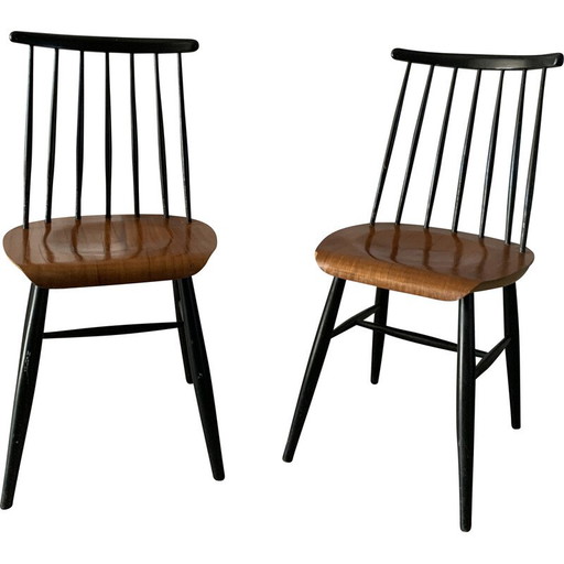 Coppia di sedie da pranzo vintage in compensato di teak di Ilmari Tapiovaara per Komnik