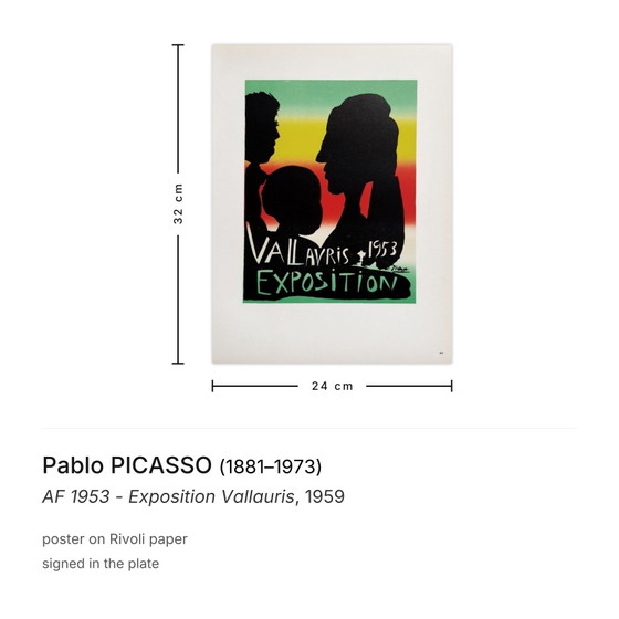 Image 1 of Pablo PICASSO AF 1953 - Exposition Vallauris poster 1959