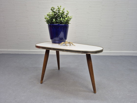 Image 1 of Vintage Plant Table with Light Wood-Look Formica Top.