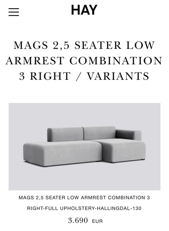Image 1 of Hay Mags 2.5 seater low armrest color Divina Md 353 hay 