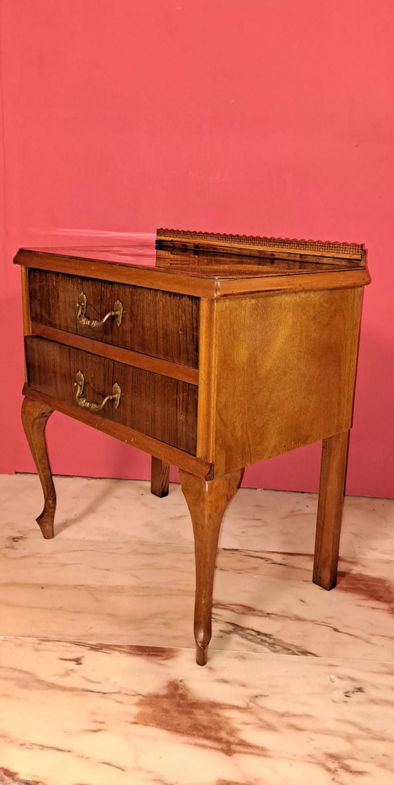 2 Vintage Nightstands, Bronze, Wood, Brown (photo 4 of 10)