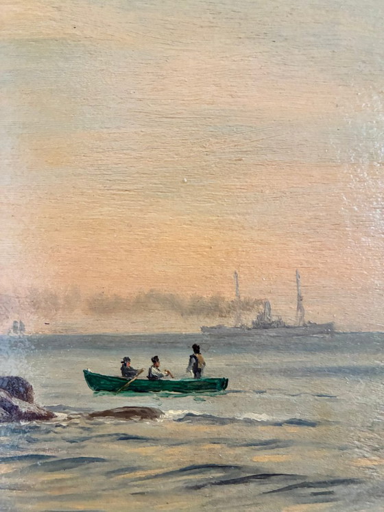 Antique Signed Sailing Ship Seascape Oil Painting – Paintings & Drawings, Wood (photo 7 of 26)