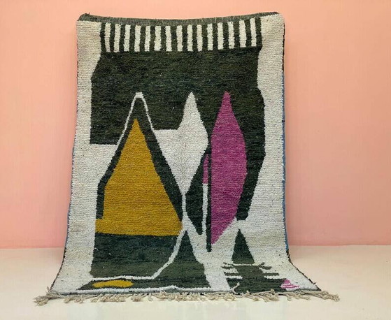 Einzigartiger ecrufarbener Berber-Teppich mit geometrischen Mustern, 250cm x 150cm – Teppiche & Läufer (photo 11 of 11)