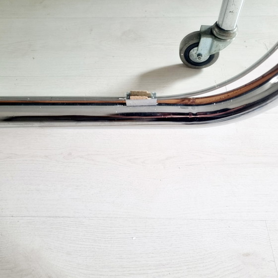 Image 1 of Rare Chrome Tubular Mirror On Wheels
