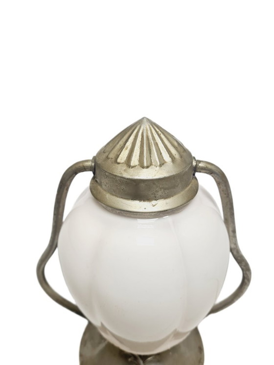Art Deco Bedside Lamp, Poland, 1950s – Table lamps, Glass, Metal (photo 5 of 9)