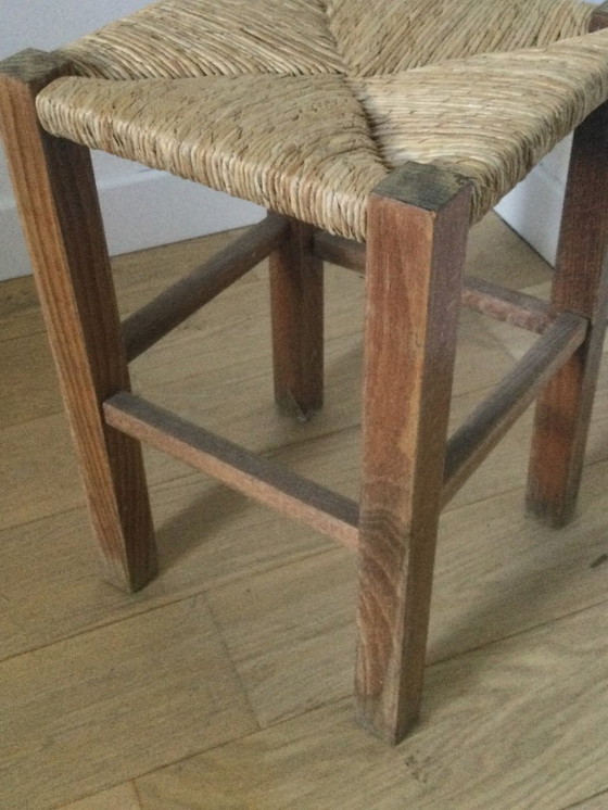 Image 1 of Brutalist stool with a woven seat