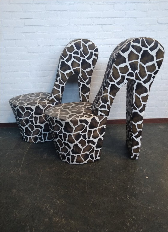 Image 1 of 2x pump chair in giraffe print