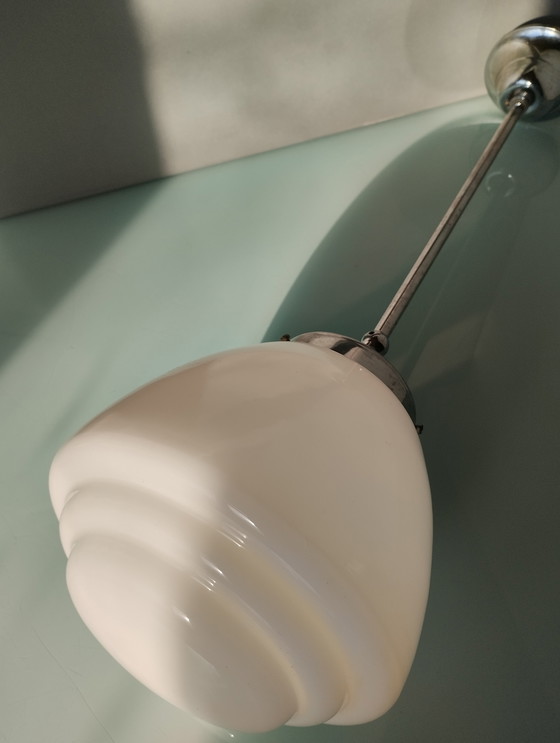 Image 1 of GISO - Ceiling Lamp - Opaline Glass - Art Deco School Lamp Netherlands - Art Deco - 1930-1940