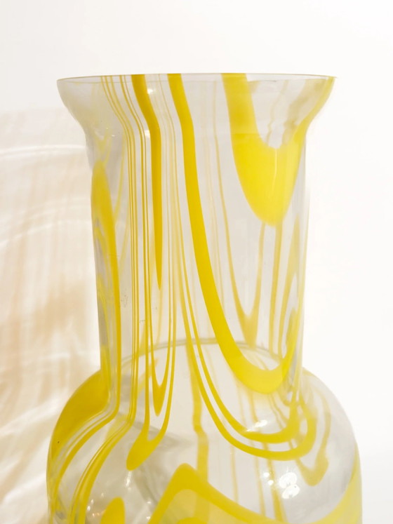 1980s Yellow and Clear Murano Glass Vase (photo 7 of 9)
