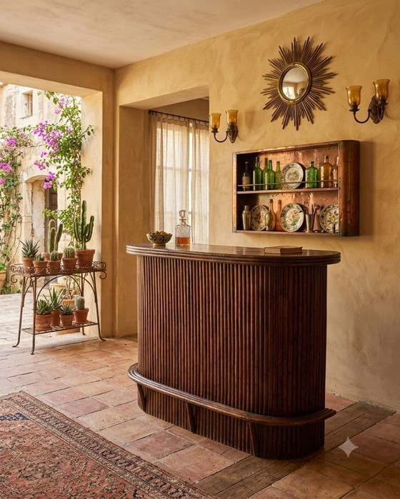 Image 1 of Vintage bamboo bar from the 1970s