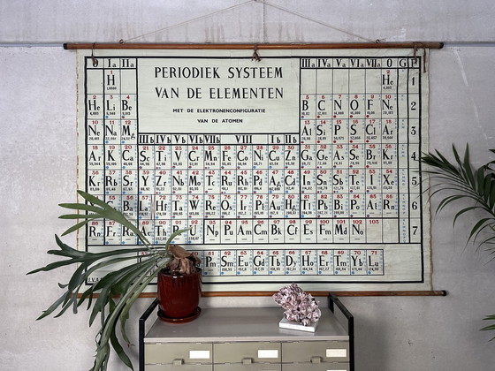Image 1 of Vintage XL Schoolkaart ‘Periodiek Systeem van de Elementen’ - 1966