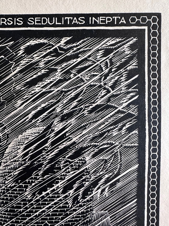 Image 1 of MC Escher Woodcut 1931 Beehive