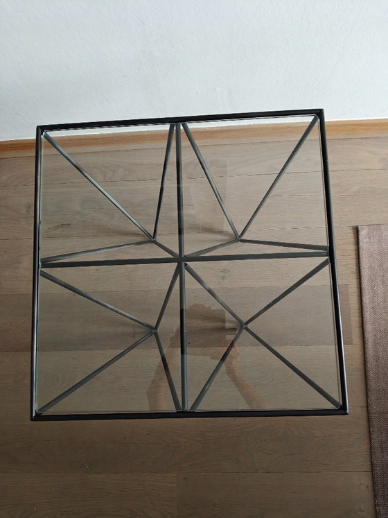 Image 1 of Vintage coffee table / side table in Paolo Piva style – glass & black steel