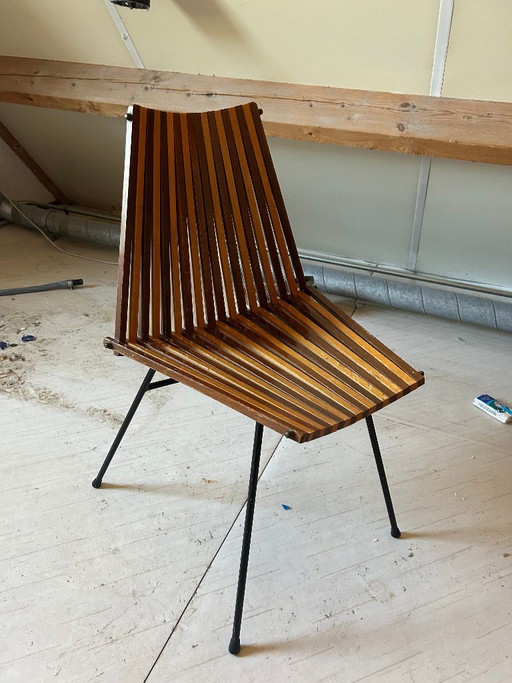 Chaise modèle 218 lot de 4, Designer : Dirk Van Sliedregt 1961 – kuipstoelen, Wood, Iron (photo 2 of 10)
