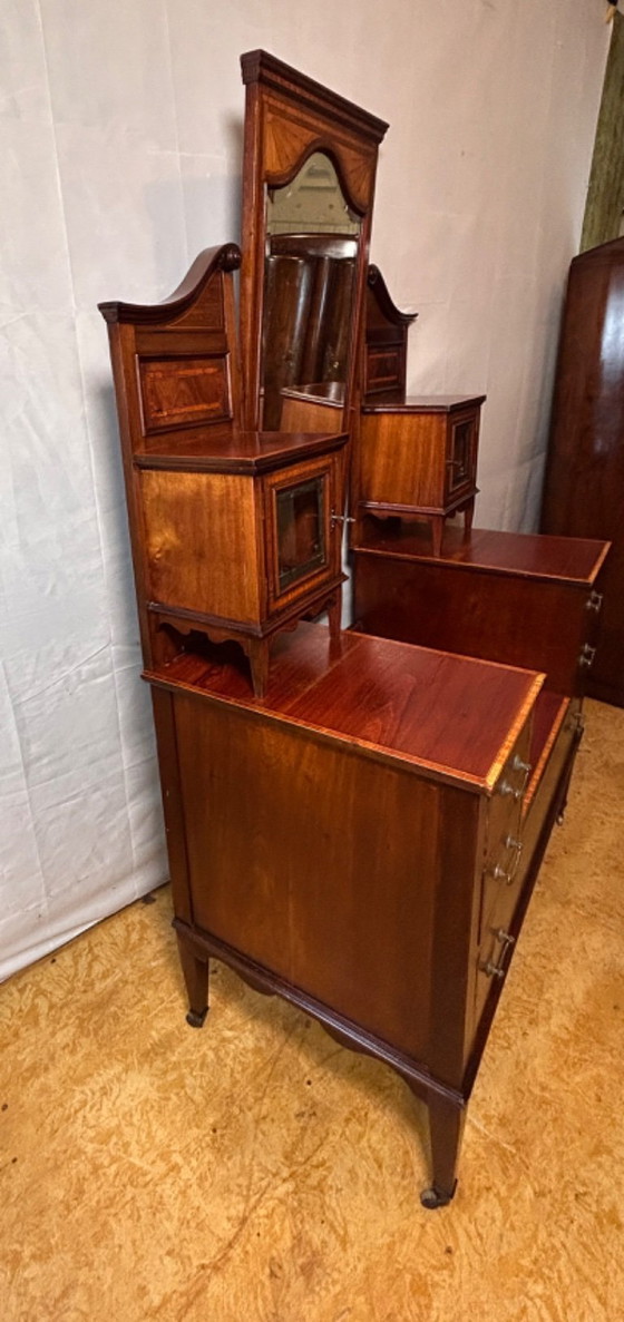 Image 1 of Consola / Tocador de época eduardiana con incrustaciones - 1900-1910 Un impresionante ejemplo de la artesanía eduardiana