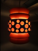 Lampada a sospensione in stile spaziale, metallo arancione, cromo, Massive, Belgio, anni '60-'70