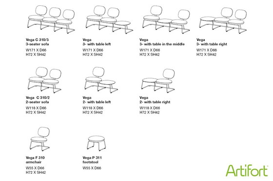 Image 1 of Banc iconique Artifort Vega en tissu rouge vibrant