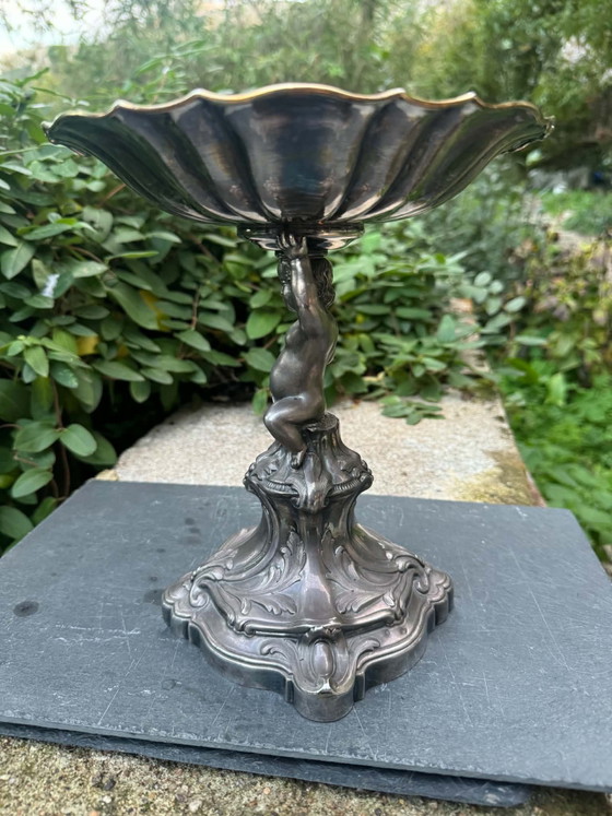 Tazza centrotavola argentata Art Nouveau, Oggetti decorativi, Metallo, Argentato (foto 8 di 10)