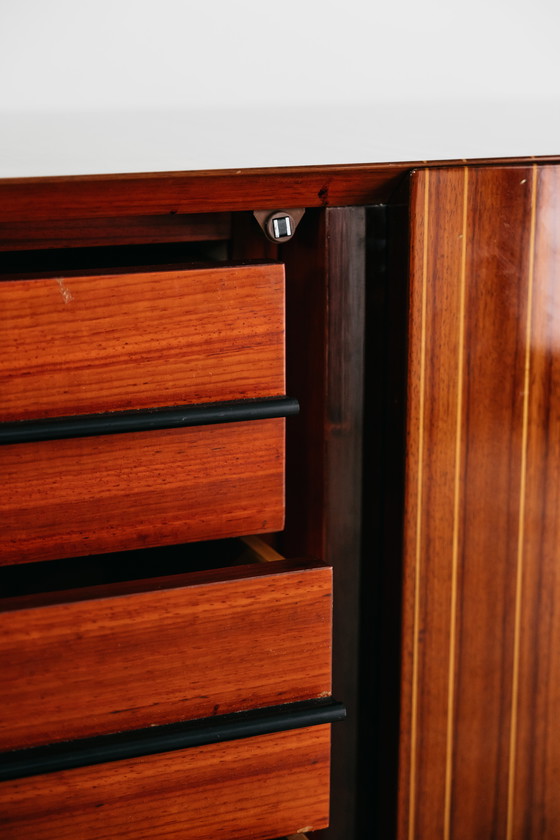 Image 1 of Monumental Rosewood Sideboard Zebrawood Lacquered Mid-Century Design 1970