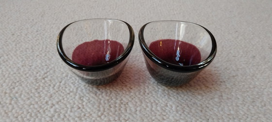 Image 1 of 2 elegantissime ciotole soffiate a mano di Hadeland Willy Johansson, articolo di design scandinavo da 12 cm ciascuna