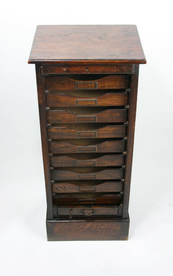Image 1 of Mobile schedario antico in rovere, 50x40x114 cm.