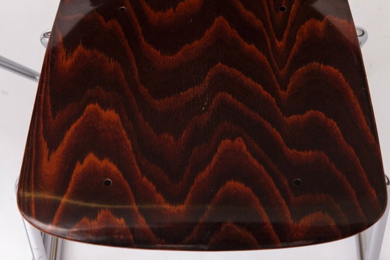 Image 1 of 2 of 8 Vintage Casala Stackable Chairs, Germany 1970s, Plywood & Chrome