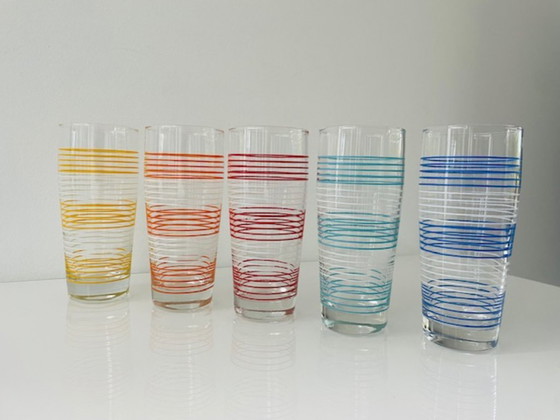 Image 1 of Set of 5 vintage Scandinavian long drink glasses