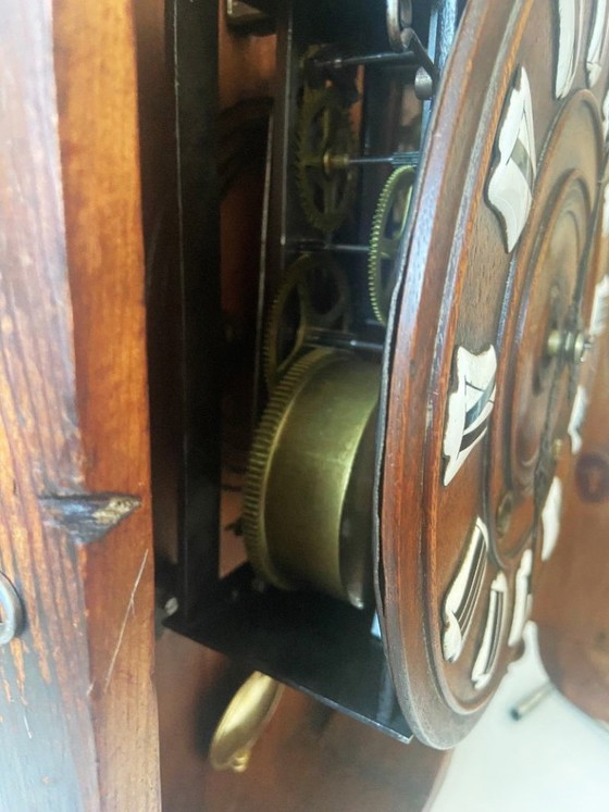 Image 1 of Large Antique French Wall Clock, 1880, Mechanical, Carved Wood
