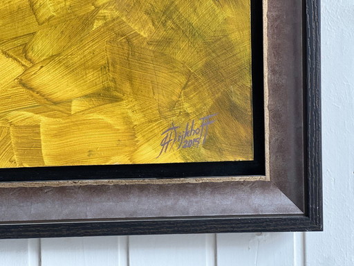 Origineel Olieverf schilderij op paneel met titel "Man met hoed - 1"