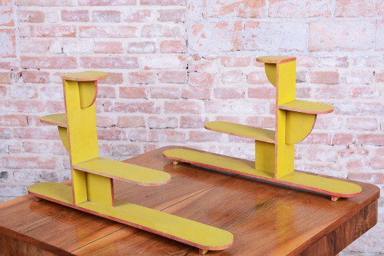 Paar originele Art Deco Plantentafels, Gelakt Hout, Tsjechisch, jaren 30 – Wood (photo 4 of 15)