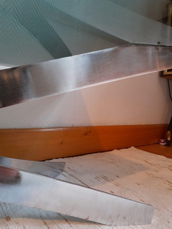 Image 1 of Mesa de centro Space Age en acero y cristal ahumado