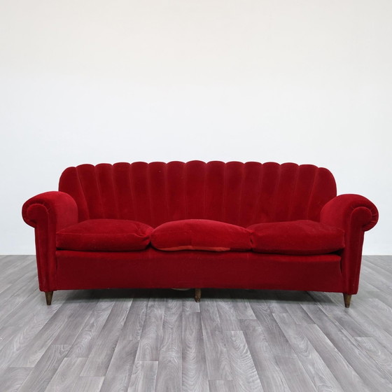 Image 1 of Sofá Art Déco Guglielmo Ulrich con diseño original de terciopelo de la década de 1940