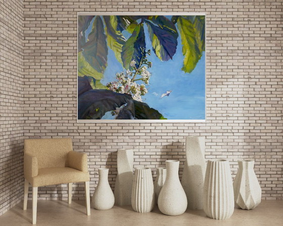 Original Oil Painting Modern Art Symbolism Spring Sky Chestnut – Paintings & Drawings, Canvas (photo 3 of 5)