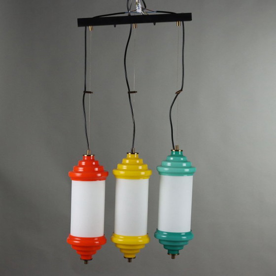 1960s Lamp with Colored Glass – Pendant lamps, Aluminium (photo 8 of 13)