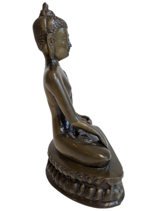 Ancien Bouddha népalais en bronze en Dhyana Mudra - 092 – Sculptures (photo 4 of 10)