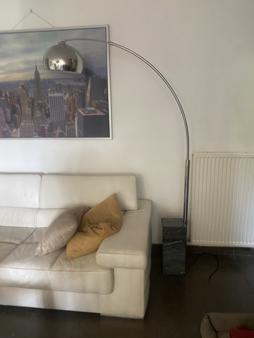 Large XXL arc lamp with heavy marble block base