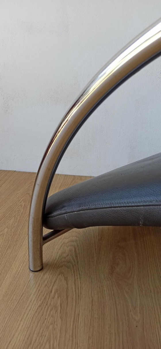 Image 1 of Fauteuil en cuir chromé, chaise longue des années 1970.