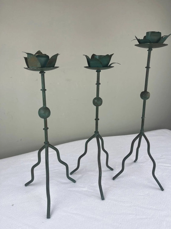 Trio di portacandele scultorei – Metal, Vintage (photo 10 of 12)