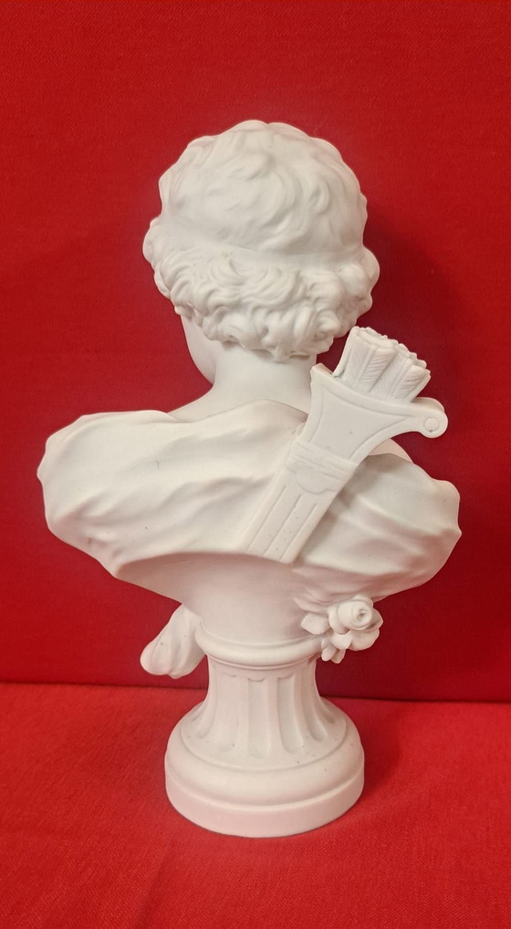 Amor-Büste von Agathon Léonard 1926, Sèvres, Bildhauerei, Porzellan, Weiß (Foto 4 von 8)