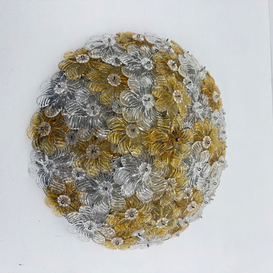 Image 1 of Barovier & Toso Wall Sconce / ceiling lamp , Millefiori flowers , Italy , 1970s